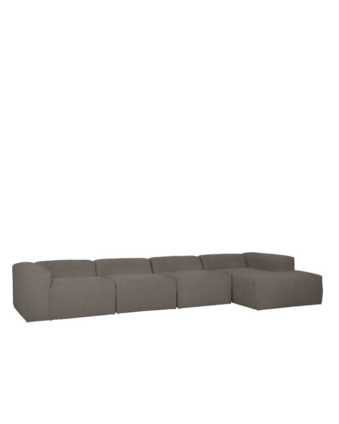 Sofá de 4 módulos con chaise longue de bouclé color gris oscuro 420x172cm