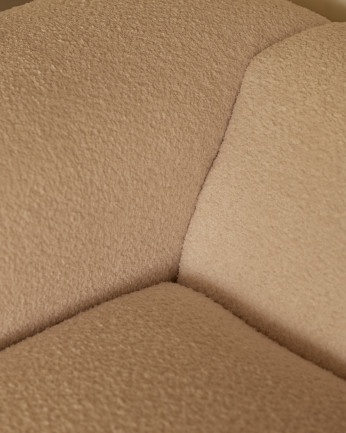 Sofá de 4 módulos curvo con chaise longue de bouclé color beige 410x172cm