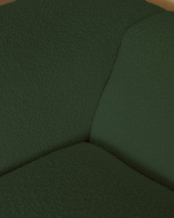 Sofá de 3 módulos curvo con chaise longue de bouclé color verde 320x172cm