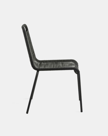 Sillas con asiento y respaldo en cuerda con estructura en acero galvanizado color negro de 84x49cm