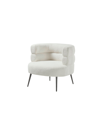 Butaca de metal con asiento de espuma y fibra en color blanco de 74x80cm