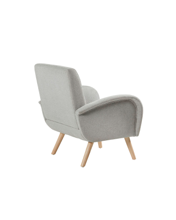 Butaca de madera maciza con asiento de espuma y fibra en color gris de 75x74cm