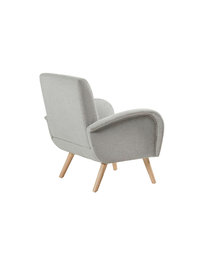 Butaca de madera maciza con asiento de espuma y fibra en color gris de 75x74cm