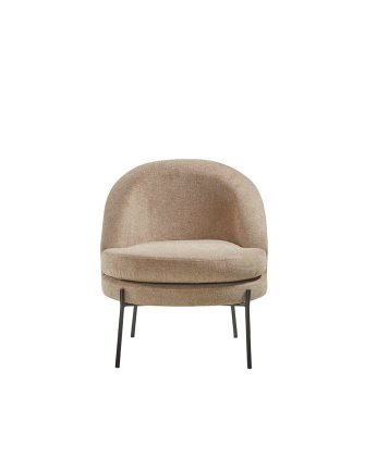 Butaca de metal con asiento de espuma y fibra en color topo de 78x71cm
