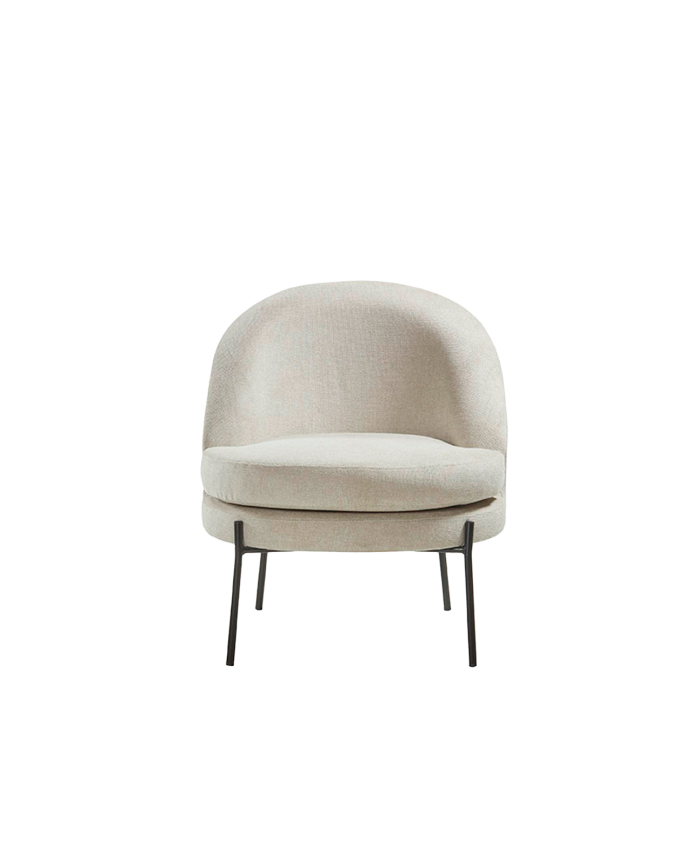 Butaca de metal con asiento de espuma y fibra en color beige de 78x71cm