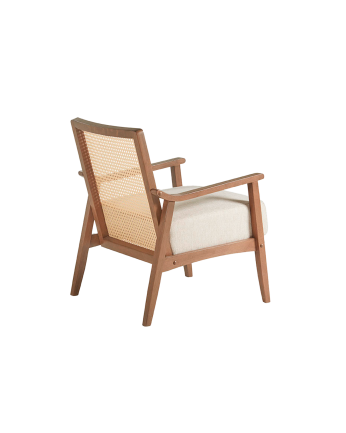 Butaca de madera maciza con asiento de espuma y fibra en acabado nogal de 78x68cm