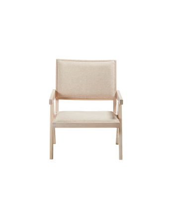 Butaca de madera maciza con asiento de espuma y fibra en color blanco de 75x61cm