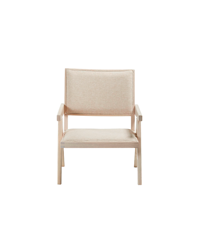 Butaca de madera maciza con asiento de espuma y fibra en color blanco de 75x61cm