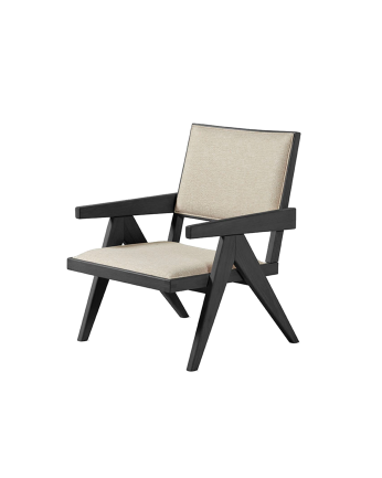 Butaca de madera maciza con asiento de espuma y fibra en color negro de 75x61cm