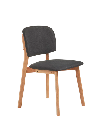 Silla de madera maciza con asiento tapizado en tono natural de 79cm