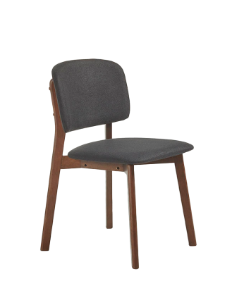 Silla de madera maciza con asiento tapizado en tono nogal de 79cm