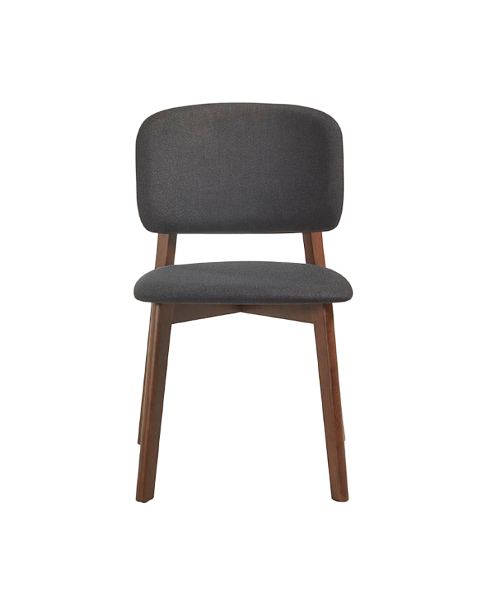 Silla de madera maciza con asiento tapizado en tono nogal de 79cm