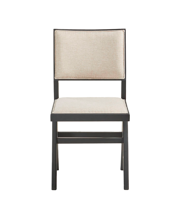 Silla de madera maciza con asiento tapizado en tono negro de 88cm 