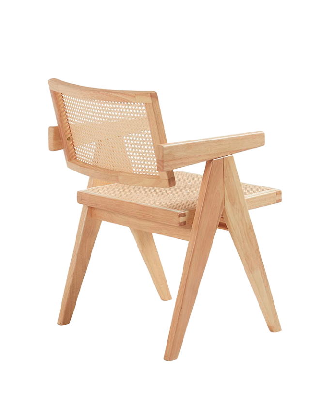 Silla de madera maciza con respaldo y asiento de cannage en tono natural de 80cm