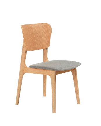 Silla de madera maciza con asiento tapizado en tono natural de 83,5cm 