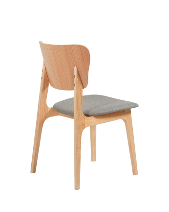 Silla de madera maciza con asiento tapizado en tono natural de 83,5cm 