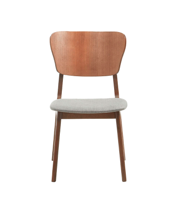 Silla de madera maciza con asiento tapizado en tono nogal de 83,5cm