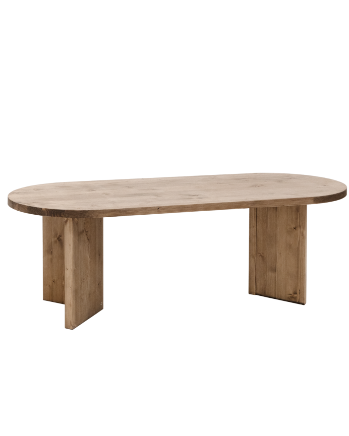 Mesa de centro de madera maciza en tono roble oscuro de 120cm