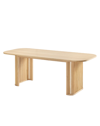 Mesa de comedor ovalada de madera de chapa de roble natural de varias medidas