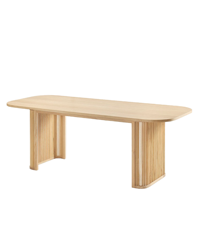 Mesa de comedor ovalada de madera de chapa de roble natural de varias medidas