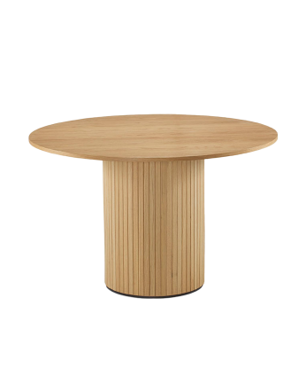 Mesa de comedor redonda de madera natural de 120cm