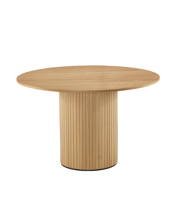Mesa de comedor redonda de madera natural de 120cm