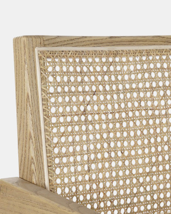 Sillon de madera de olmo con asiento y respaldo de cannage tono natural de 86x56.5cm