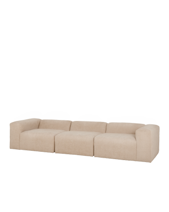 Sofá de 3 módulos de bouclé color beige 330x110cm