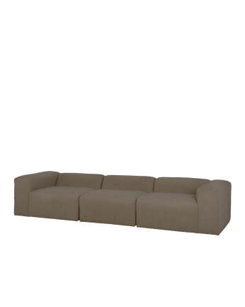 Sofá de 3 módulos de bouclé color marrón 330x110cm