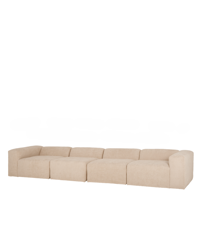 Sofá de 4 módulos de bouclé color beige 420x110cm