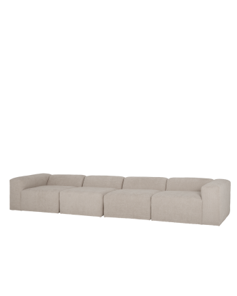 Sofá de 4 módulos de bouclé color gris claro 420x110cm
