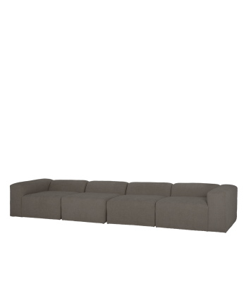 Sofá de 4 módulos de bouclé color gris oscuro 420x110cm