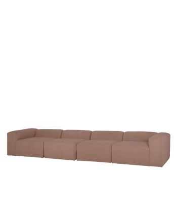 Sofá de 4 módulos de bouclé color rosa 420x110cm