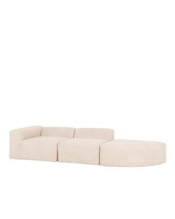 Sofá de 3 módulos con curva de bouclé color blanco 320x110cm