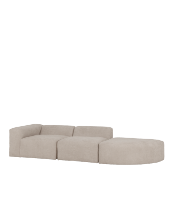 Sofá de 3 módulos con curva de bouclé color gris claro 320x110cm