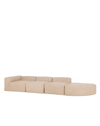 Sofá de 4 módulos con curva de bouclé color beige 410x110cm
