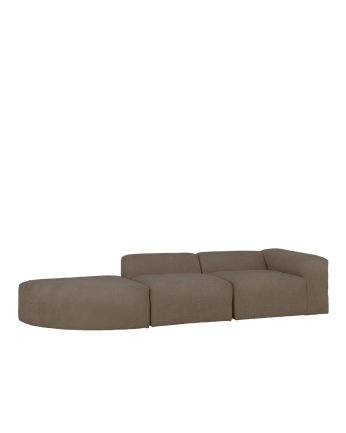 Sofá de 3 módulos con curva de bouclé color marrón 320x110cm