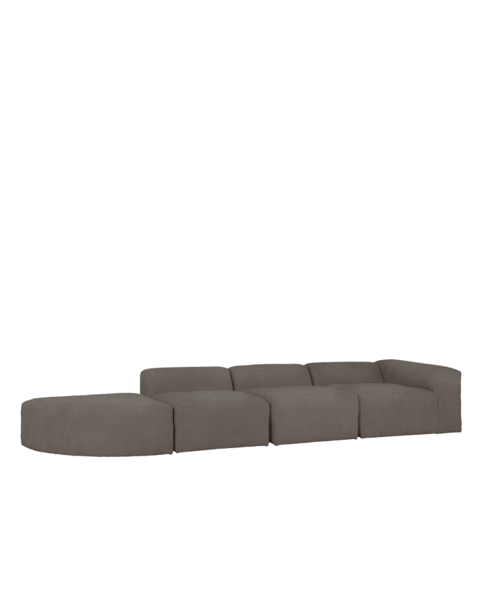 Sofá de 4 módulos con curva de bouclé color gris oscuro 410x110cm