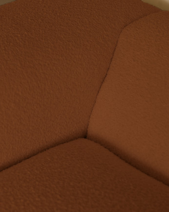 Sofá de 3 módulos con curva de bouclé color cobre 320x110cm