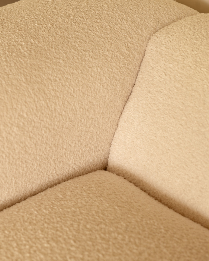 Sofá de 4 módulos con curva de bouclé color blanco 410x110cm