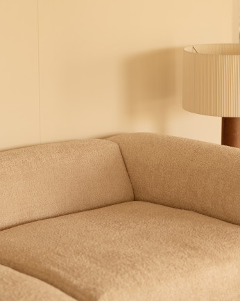 Sofá de 3 módulos con chaise longue de bouclé color beige 330x172cm