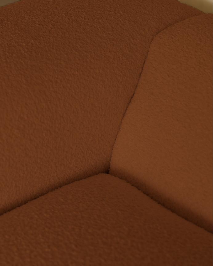 Sofá de 3 módulos con curva de bouclé color cobre 320x110cm