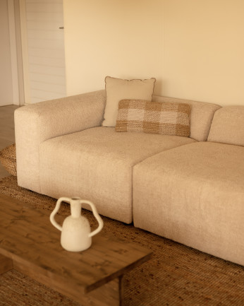 Sofá de 4 módulos de bouclé color beige 420x110cm