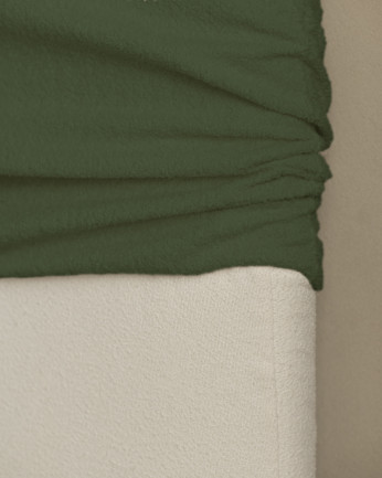 Cabecero tapizado desenfundable de bouclé verde de varias medidas