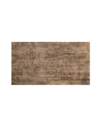 Cabecero de madera maciza estampado motivo Flores vintage I en tono roble oscuro de varias medidas 
