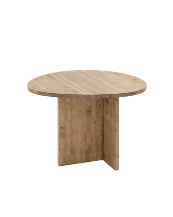 Mesa de comedor de madera maciza en tono roble oscuro de 100cm