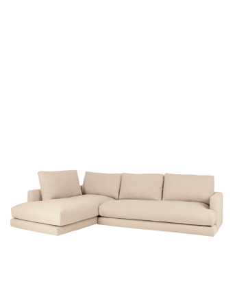Sofá con chaise longue tono beige de diferentes medidas