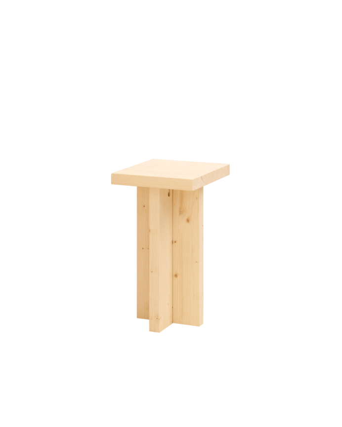 Mesa auxiliar de madera maciza en tono natural de 25x25cm