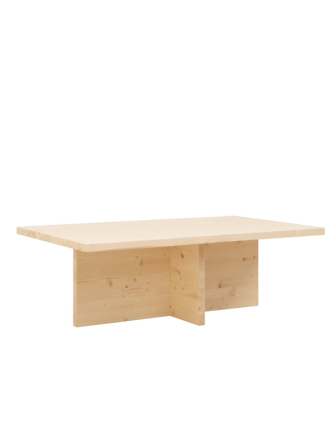 Mesa de centro de madera maciza en tono natural de 120x70cm