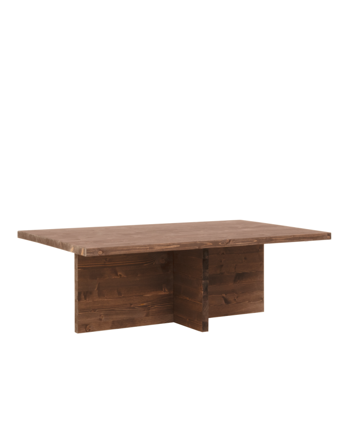 Mesa de centro de madera maciza en tono nogal de 120x70cm